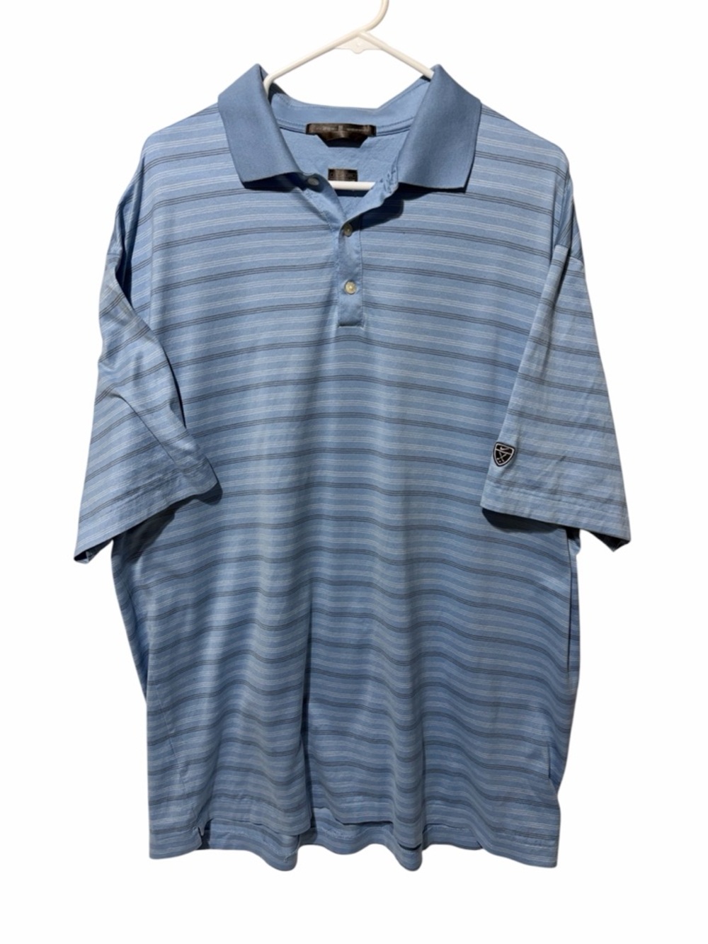 Nike Tiger Woods 2XL Blue Sunday Stripe Polo - 100% Mercerized Cotton - EUC